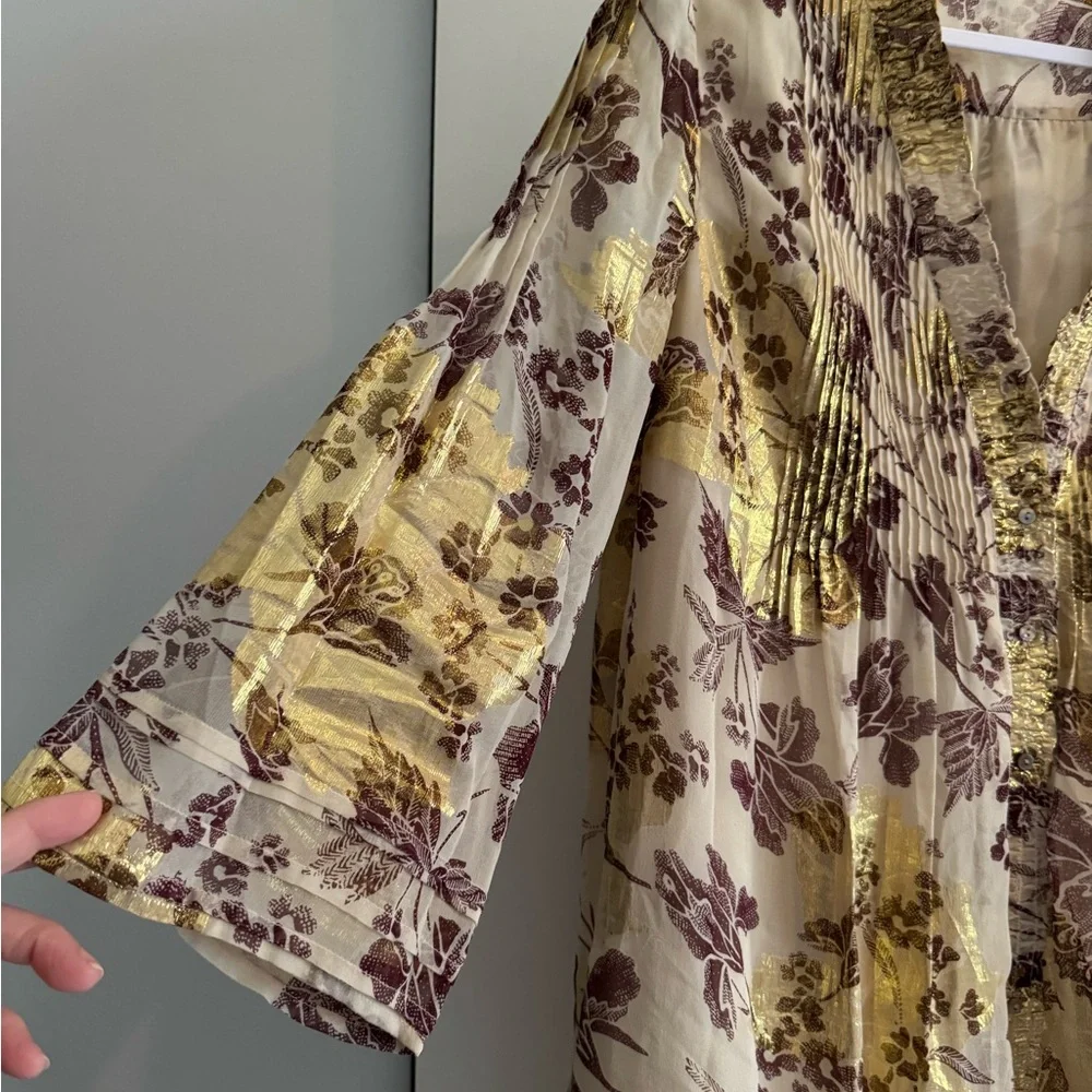 Diane Von Furstenberg Layla Gold Leaf Dress - Picture 5 of 11